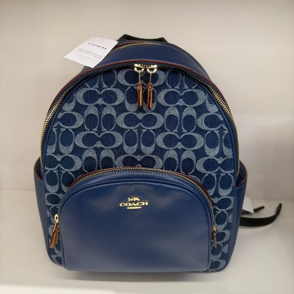 coach Court Backpack In Signature Denim cz778